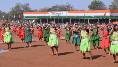 75th Republic Day Main Function: School children gave a wonderful presentation of cultural programs...Gyan Ganga English Medium School got the first prize.